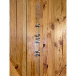 long silver-toned beaded station necklace (7409)